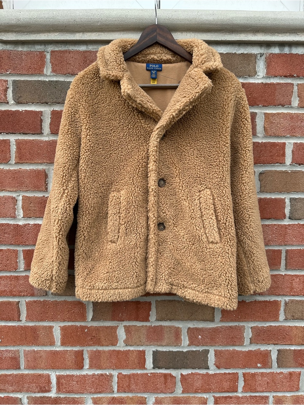 Polo by Ralph Lauren Big Girl's Tan Curly Pile Teddy Fleece Coat Size XL